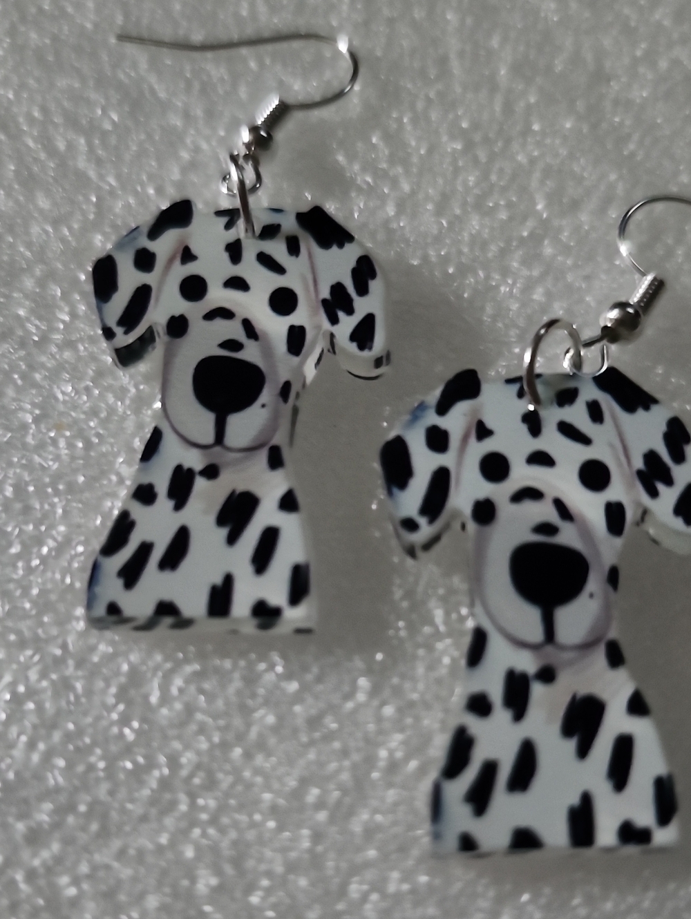 Hand Crafted Dalmatian Dog Earrings - White & Black
